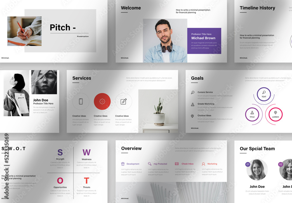 Minimal Pitch Deck Stock Template | Adobe Stock