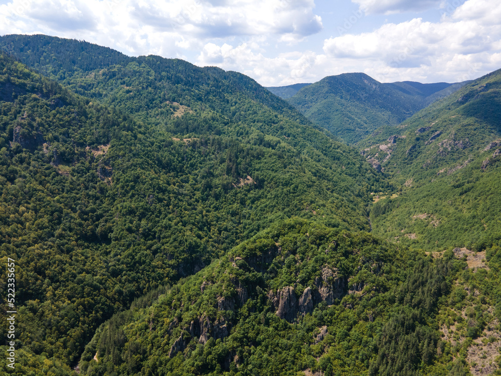 Aerial view of Ecotrail Struilitsa and Devin River gorge, Bulgaria