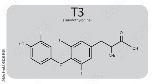 Thyroid Gland hormone. T3 chemical structure
