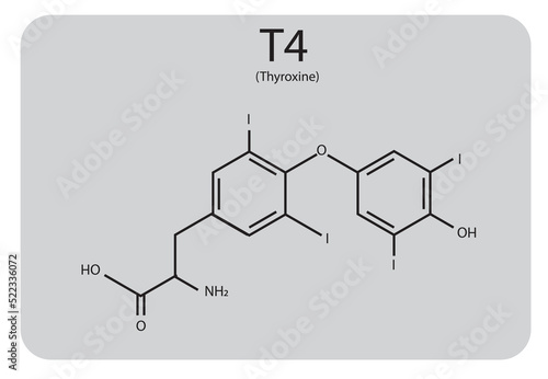 Thyroid Gland hormone. T4 chemical structure