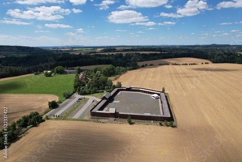 Celtic oppidum Semin replica,Czech republic,europe,Hradiště Semín,aerial panorama landscape view photo