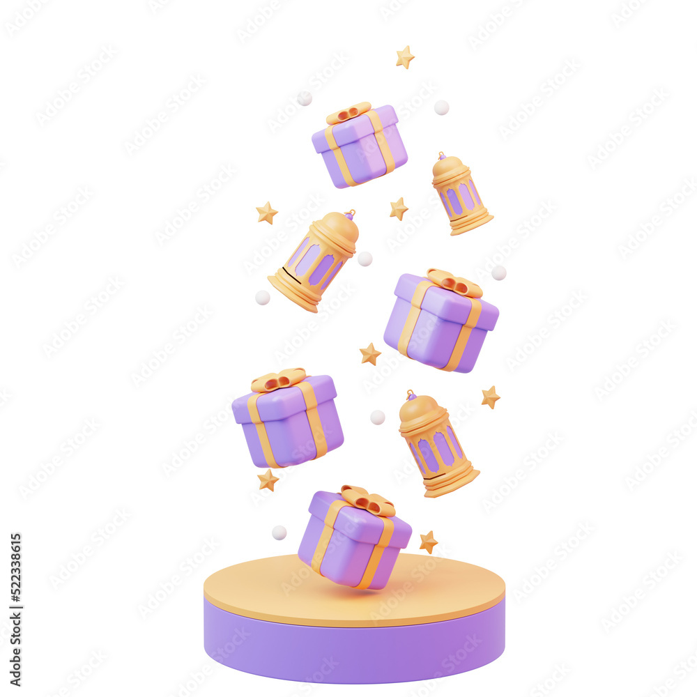 islamic 3d element with purple color, happy eid mubarak islamic 3d element with purple color, happy eid mubarak