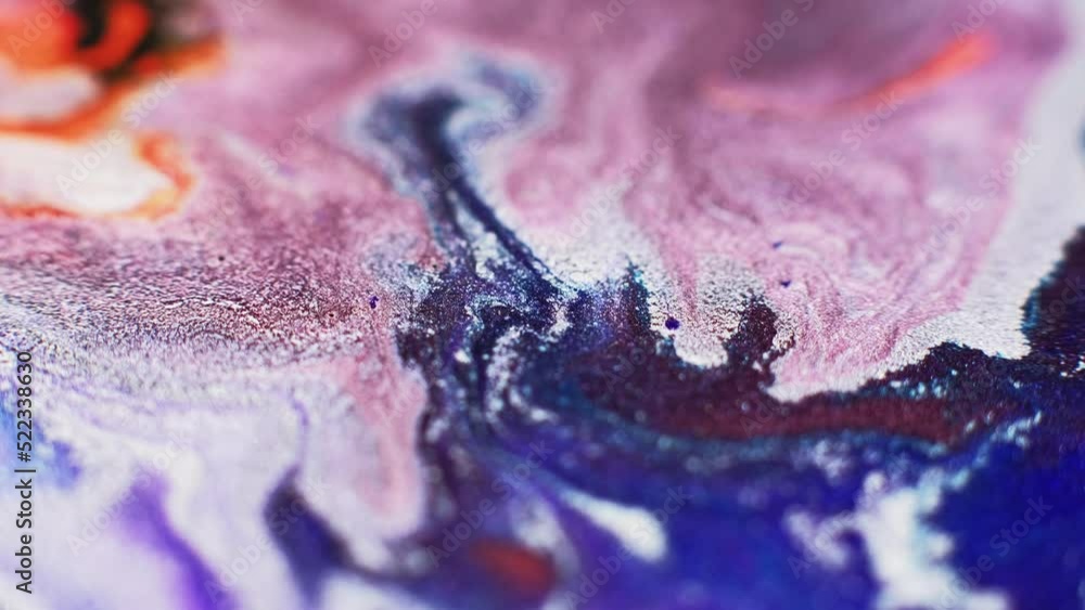 Ink floating. Sparkling color mix. Glitter paint blend. Blur pink blue orange white shimmering fluid pour motion abstract art background. Ink floating. Sparkling color mix. Glitter paint blend. Blur pink blue orange white shimmering fluid pour motion abstract art background.