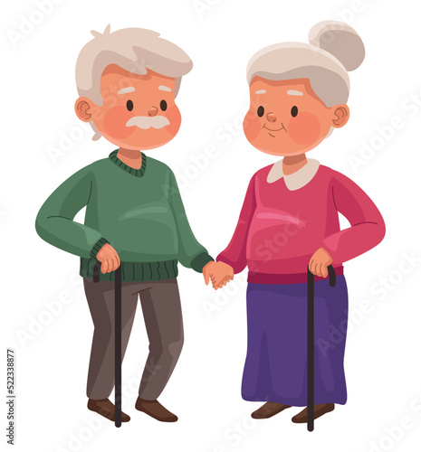 grandparents couple with canes