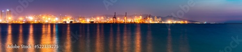 Panoramic shot of Izmir port with sea in foreground