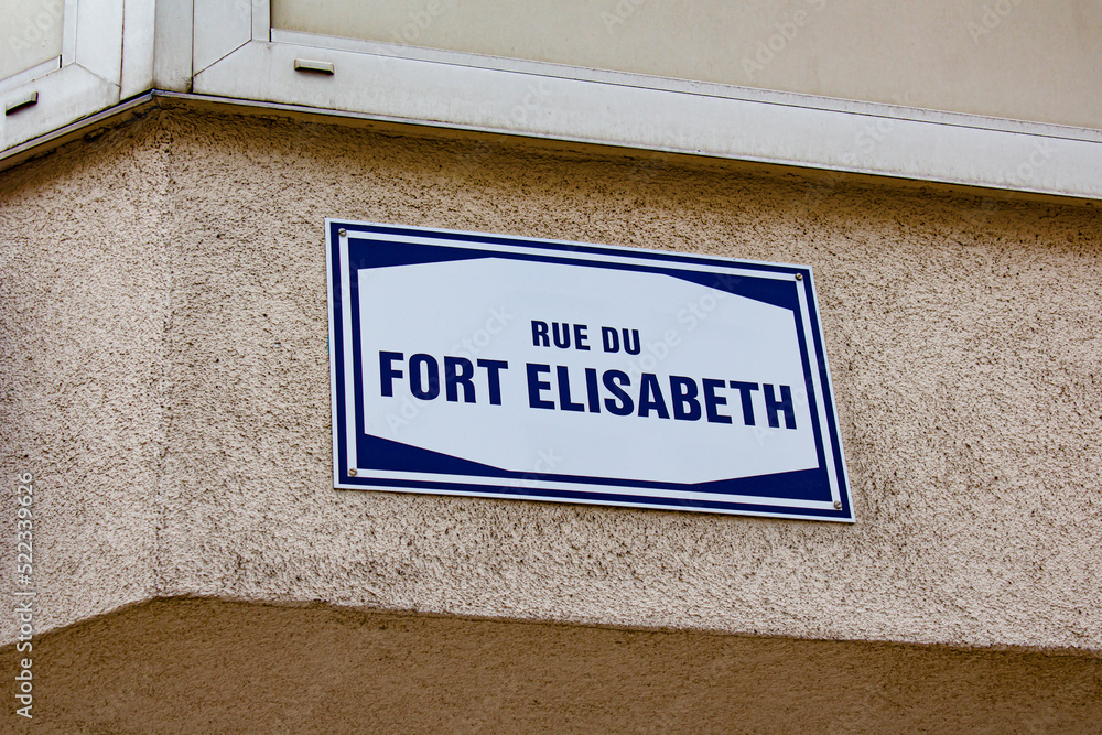 Obraz premium Street Sign for the “Rue du Port Elisabeth” in Downtown Luxembourg City, Luxembourg
