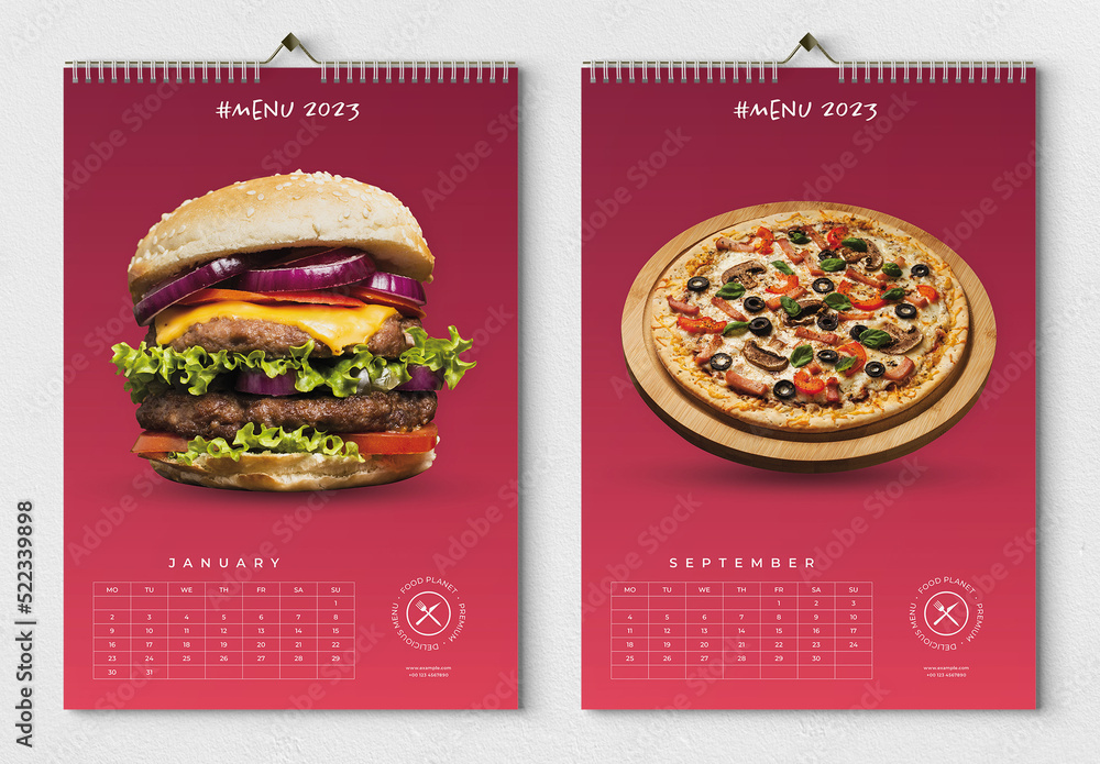 Restaurant Food Calendar 2023 Layout Stock Template Adobe Stock