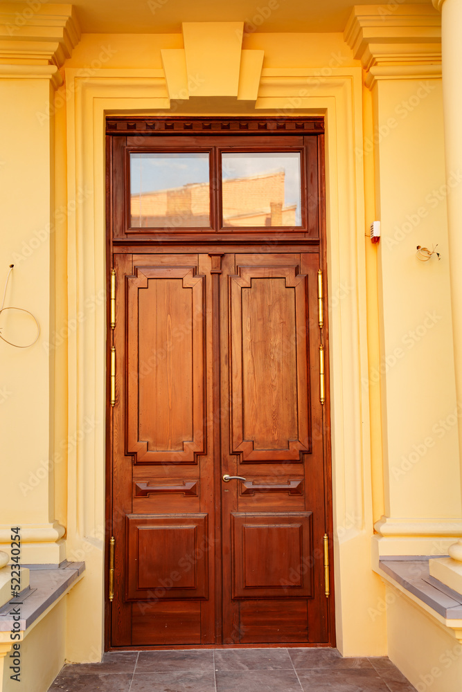 the wooden door in retro style. restoration and reconstruction of furniture.