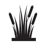Reeds grass plant leaf icon | Black Vector illustration |