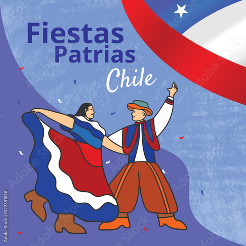 image illustration for chile's patrias fiestas day greetings photo
