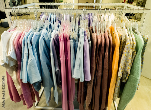 clothes in a shop on a hanger