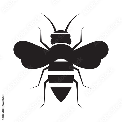 Wonderful flying bee wasp icon | Black Vector illustration |
