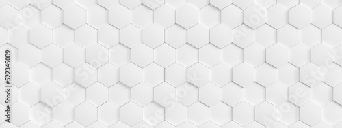 Fototapeta Naklejka Na Ścianę i Meble -  white 3D hexagon pattern background texture