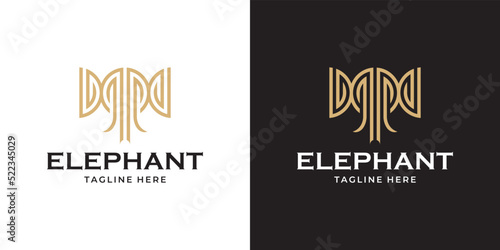Elephant Head Logo Luxury Monoline Style