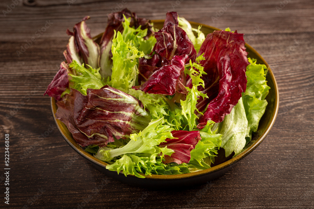 Healthy fresh salad mix. Leaf salad.