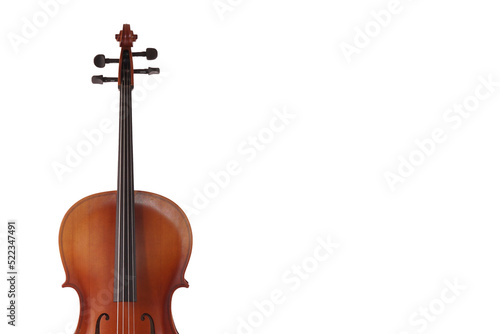 cello white background isolated, text space, musical instrument cello violin