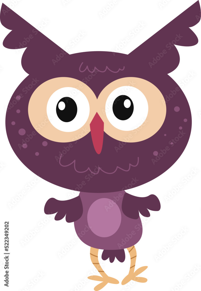 Illustrations, graphic designs, vectors, characters, and cartoons of baby owls. Beautiful and adorable bird 
