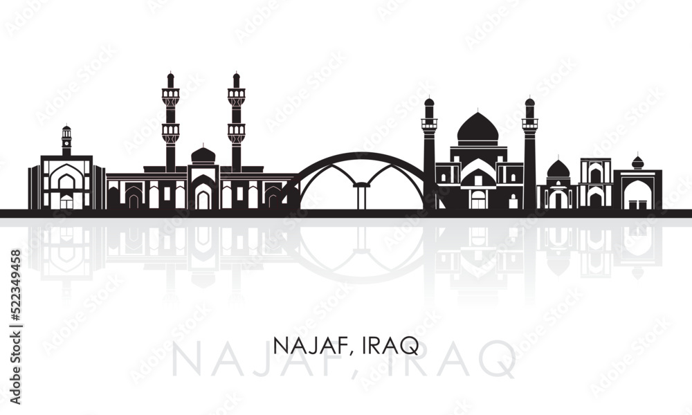 Silhouette Skyline panorama of city of Najaf, Iraq - vector illustration