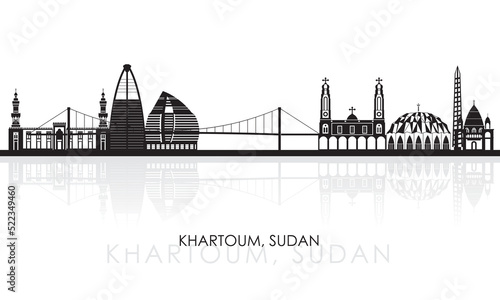 Silhouette Skyline panorama of city of Khartoum, Sudan - vector illustration photo