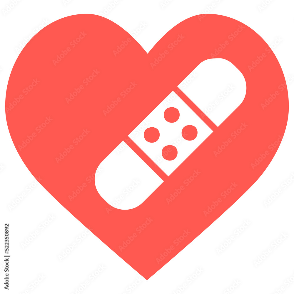 Red Heart with Plaster Icon Red Heart with Plaster Icon