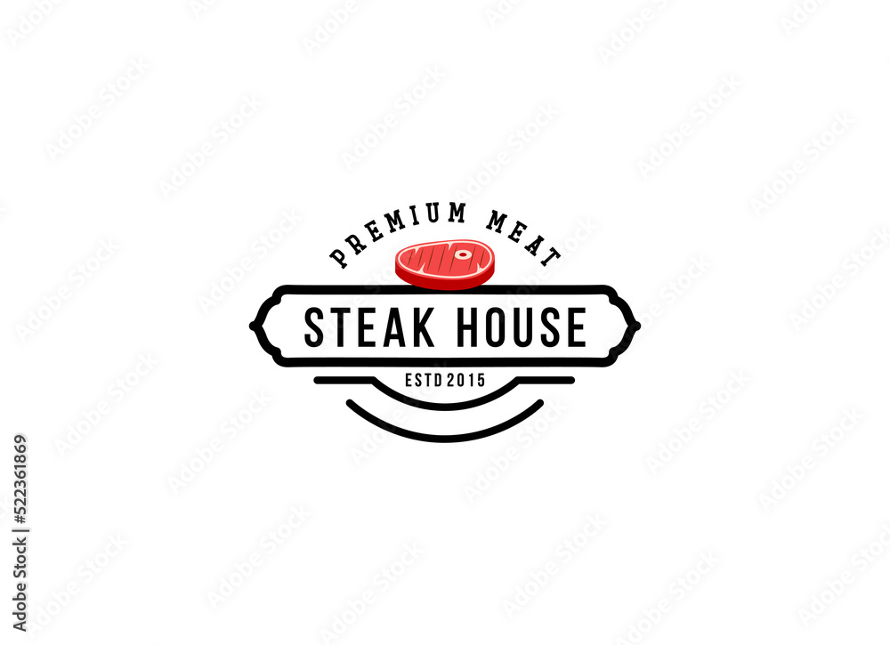 Fresh meat logo design premium vector. Steak House Logo design template