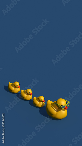 Foto Rubber ducks in a row organization and leadership business concept