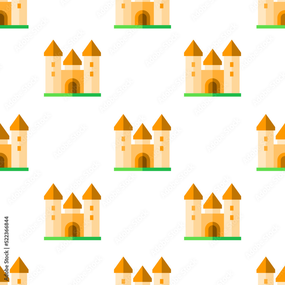 Single castle pattern. castle concept. flat trendy Vector seamless Pattern, background, wallpaper