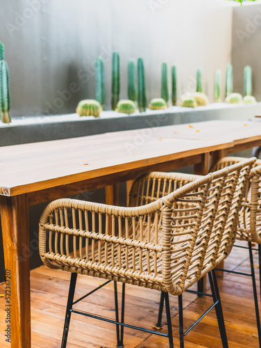 Table and chairs in the garden cafe.