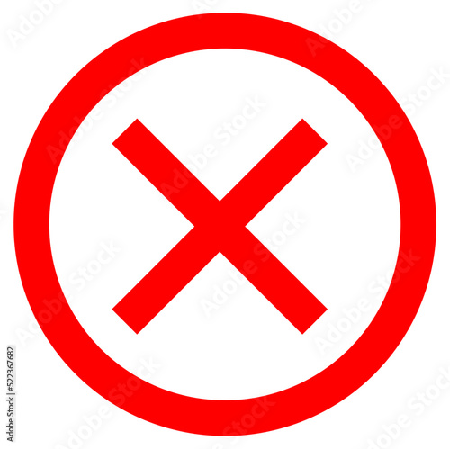 Delete icon - no sign, close symbol vector, cancel, wrong and reject illustration