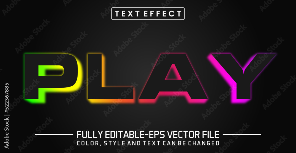 Play editable text effect, neon text style Play editable text effect, neon text style