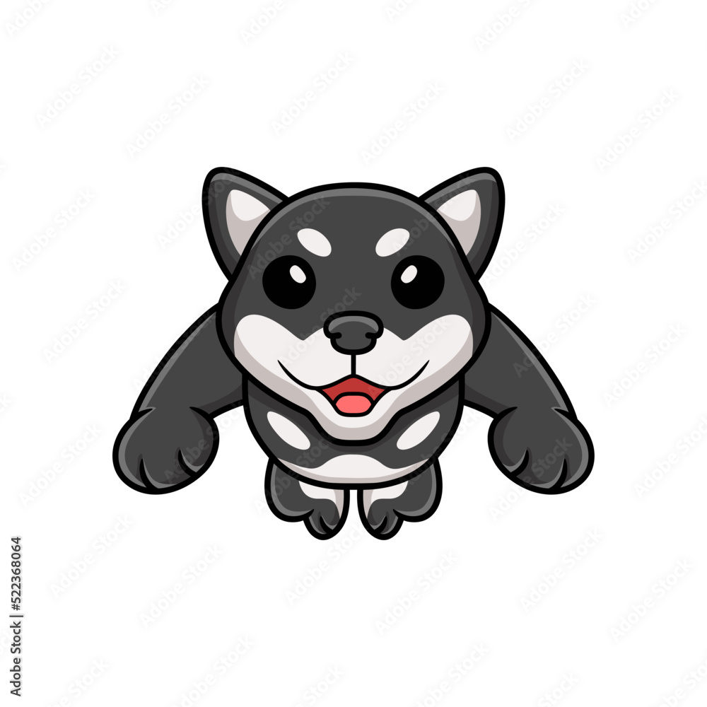 Cute black shiba inu dog cartoon jumping Cute black shiba inu dog cartoon jumping