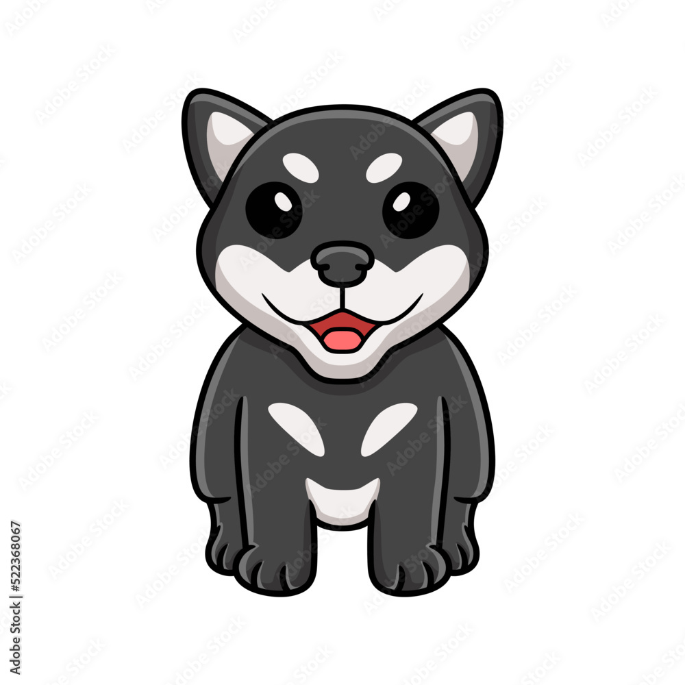 Cute black shiba inu dog cartoon Cute black shiba inu dog cartoon