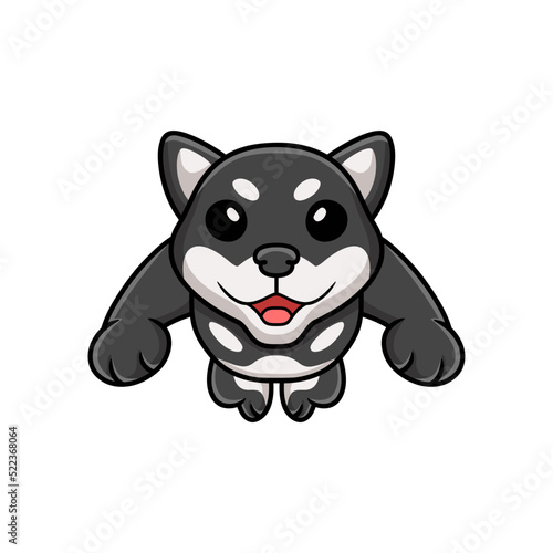Cute black shiba inu dog cartoon jumping