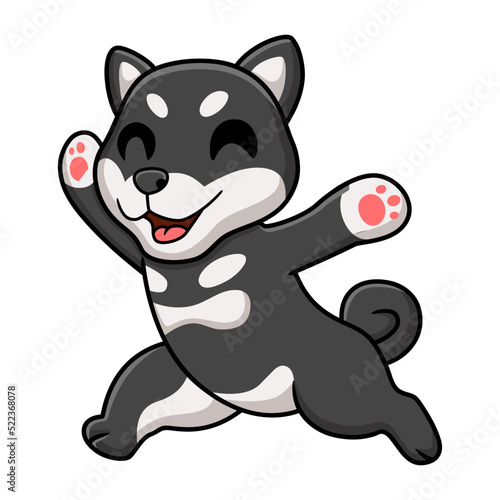 Cute black shiba inu dog cartoon posing