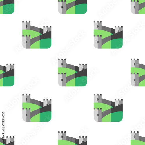 Single great wall of china pattern. great wall of china concept. flat trendy Vector seamless Pattern, background, wallpaper