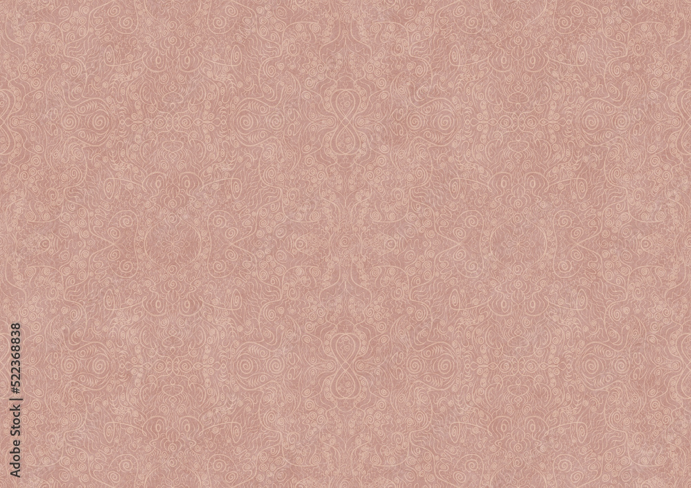 Fototapeta premium Hand-drawn abstract seamless ornament. Light semi transparent pale pink on a pale pink background. Paper texture. Digital artwork, A4. (pattern: p06b)