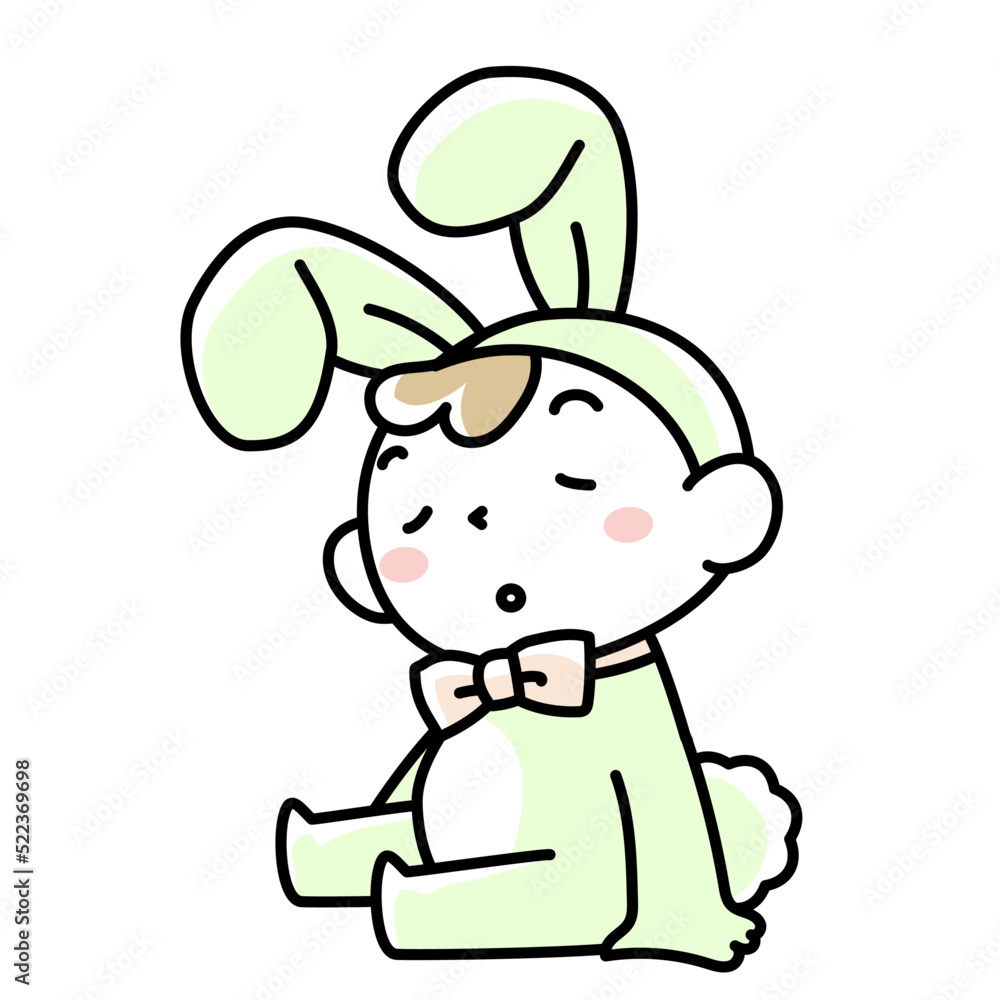 ウサギの着ぐるみを着た子供 ウサギの着ぐるみを着た子供
