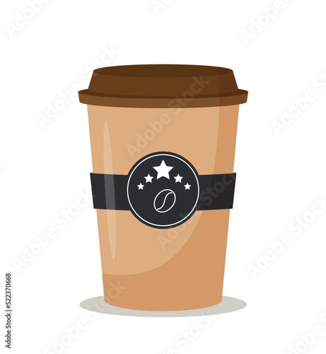 Coffee cup icon. Hot drinks, tea in mug, cafe or restaurant menu. Sticker for social networks. Espresso or cappuccino, latte. Morning rituals, lunch break at work. Cartoon flat vector illustration