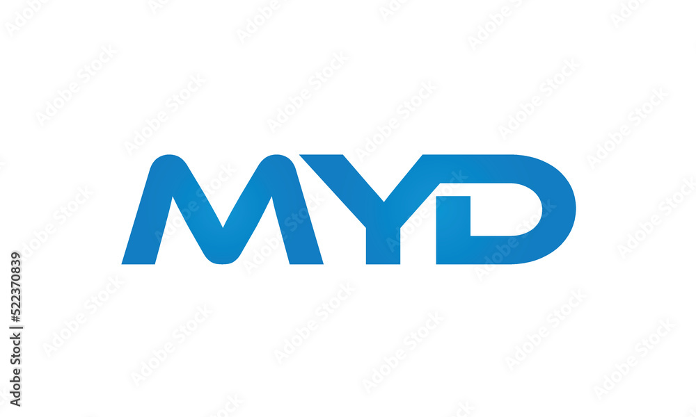 initial MYD creative modern lettermark logo design, linked typography monogram icon vector illustration  - obrazy, fototapety, plakaty 