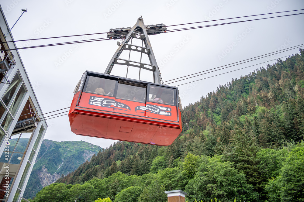 Juneau, Alaska - July 27, 2022: View of the tram in Juneau that travels ...