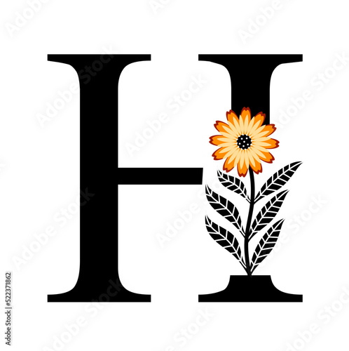 Fototapeta Naklejka Na Ścianę i Meble -  Floral Letter H
