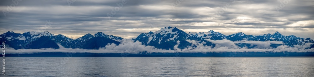 Mountains along Alaska's north west Pacific coast near Hubbard Glacier.