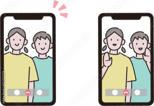 ビデオ通話で会話するイラスト素材