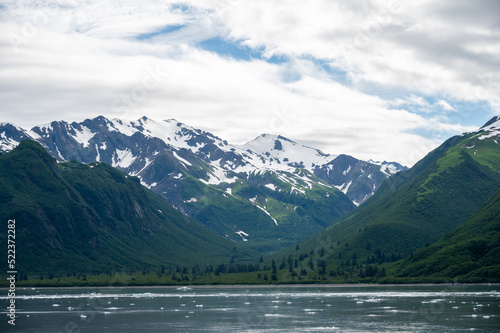 View of mountains along the Alaska cost by the Hubbard glacier. photo
