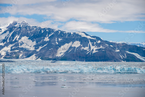 View of the famous Hubbard Glacier in Alaska. The Hubbar Glaicier is the largest tide water glacier in north america and a populare destination fro cruise ships.