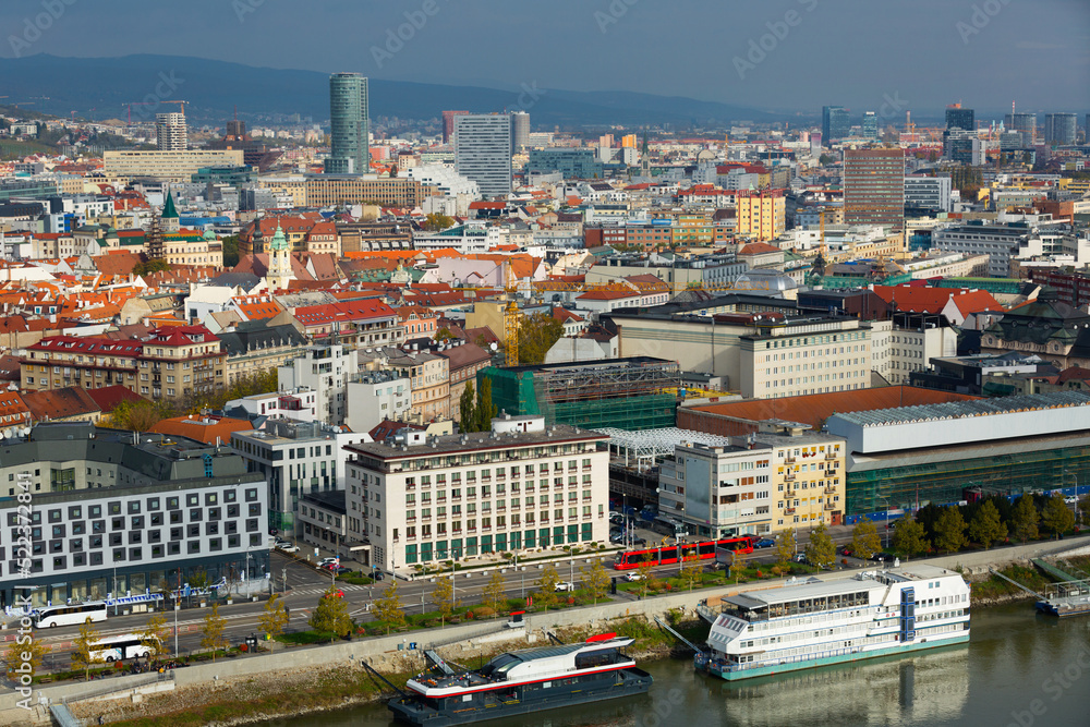 Obraz premium Image of historical center Bratislava and St. Martin's Cathedral in the foreground