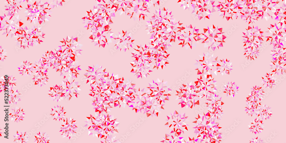 Light red vector pattern with colored snowflakes.