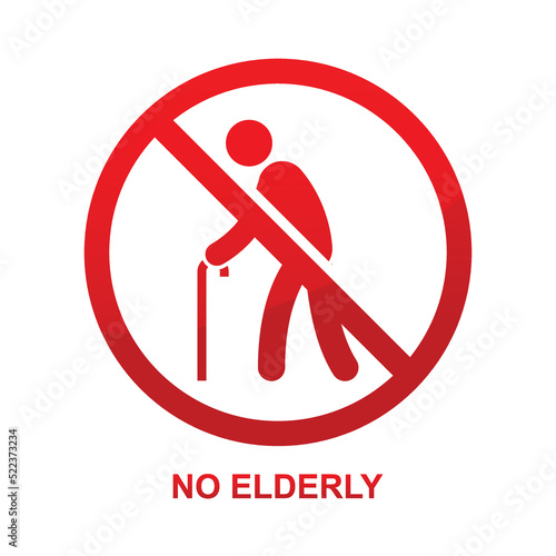 No elderly sign isolated on white background vector illustration.