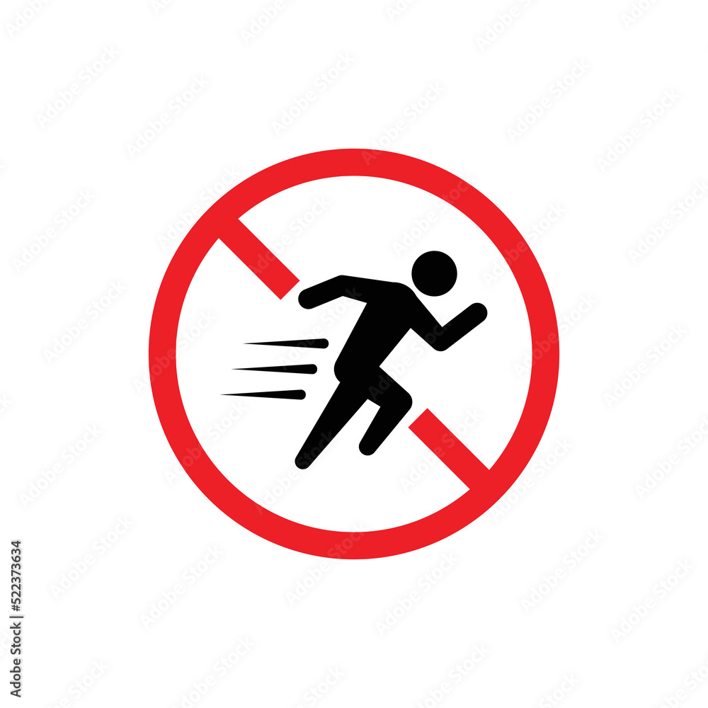 No running vector icon. Flat No running symbol is isolated on a white background. vector illustration No running vector icon. Flat No running symbol is isolated on a white background. vector illustration