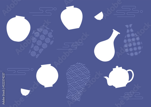 Vector illustration of Korean traditional pottery.